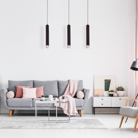 Lampa wisząca CARBON 3X5W LED czarna tuba IP20 Metal i akryl styl nowoczesny minimalistyczny