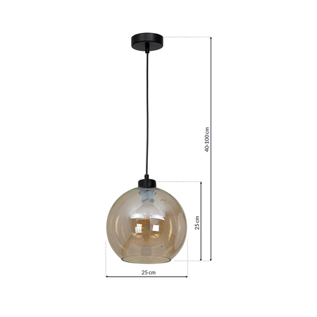Lampa wisząca SOFIA 1xE27 MLP6578 Bursztynowy Klosz Kula Milagro Metal + Szkło