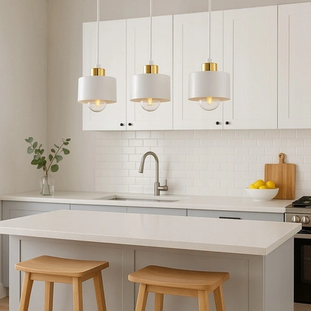 Lampa Sufitowa Oprawa Wisząca 3x E27 Biała Złota Elza Masterled