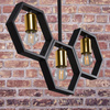 Lampa wisząca sufitowa retro loft 3x E27 czarny + złoty Honey GOLDLUX (Polux)