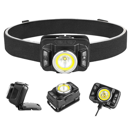 Latarka Czołowa LED Akumulatorowa z czujnikiem ruchu XTE 5W + COB 10W VA0025 VAYOX