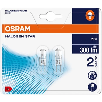 Żarówka Halogenowa G4 20W 300lm 2800K 12V OSRAM HALOSTAR Blister 2