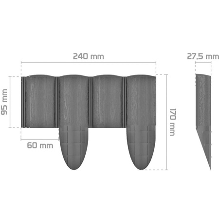 Palisada Ogrodowa Płotek Border Obrzeże Trawnikowe 4 ECO Grafit 2,4m Mocne Mrozoodporne CELLFAST