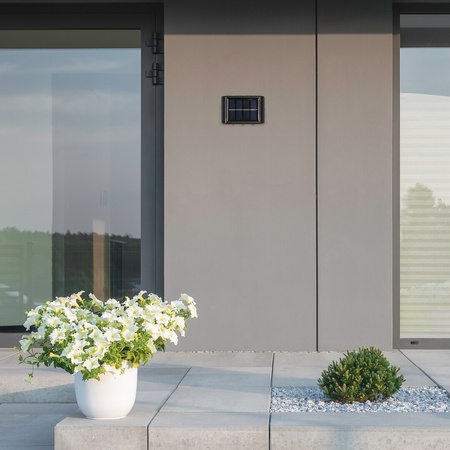 Lampa Ogrodowa Zewnętrzna Solarna Kinkiet Elewacyjny LED 1.2W 8lm 3000K IP44 z Czujnikiem Zmierzchu Czarny Nowoczesny Kangton Rabalux