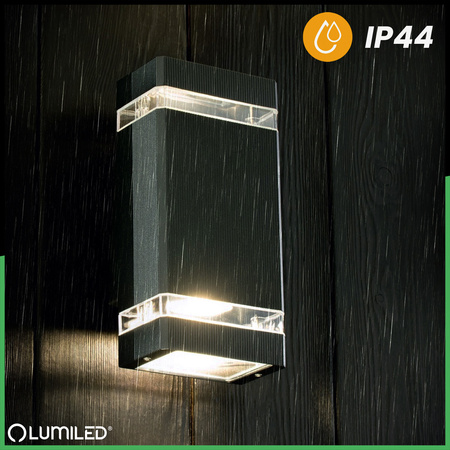 Lampa Ogrodowa Kinkiet Elewacyjny góra dół GU10 Czarny HEDERA LUMILED