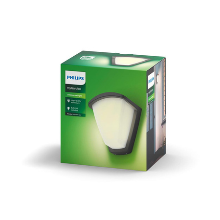 Kinkiet Ogrodowy Lampa Elewacyjna Zewnętrzna E27 IP44 Antracyt Kiskadee Philips