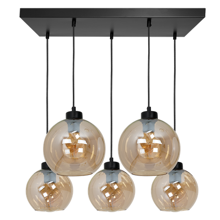Lampa wisząca SOFIA 5xE27 MLP6592 Bursztynowy Klosz Kula Milagro Metal + Szkło