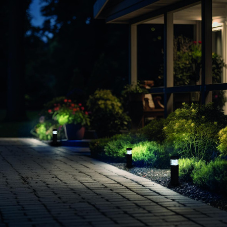 Lampa Solarna Ogrodowa Słupek Zewnętrzny Stojący LED 6000K Zimna IP44 Czarny Aurora Kobi