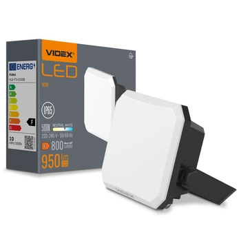 Naświetlacz LED 10W 950lm 5000K Zimna Czarny z Mleczną Przesłoną Videx