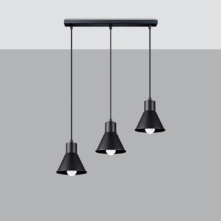 Lampa Sufitowa Oprawa Natynkowa SPOT TUBA 3x E27 Wisząca Zwis Geometryczna Czarna Nowoczesna Taleja Sollux