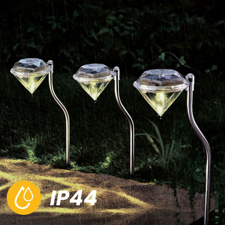 Lampa Solarna Ogrodowa LED Wbijana Ozdobna Zewnętrzna DIAMENT Chrom RGB