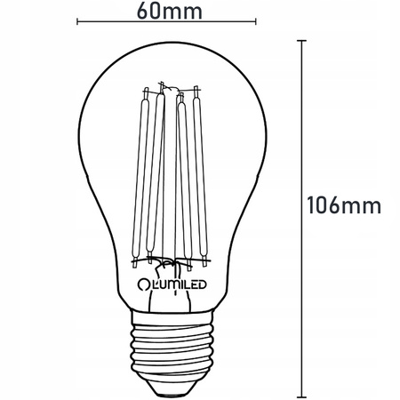 Żarówka LED E27 A60 7W = 60W 806lm 4000K Neutralna 360° FILAMENT LUMILED