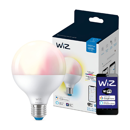 Żarówka LED E27 G95 11W = 75W 2200-6500K + RGB SMART WiFi WiZ