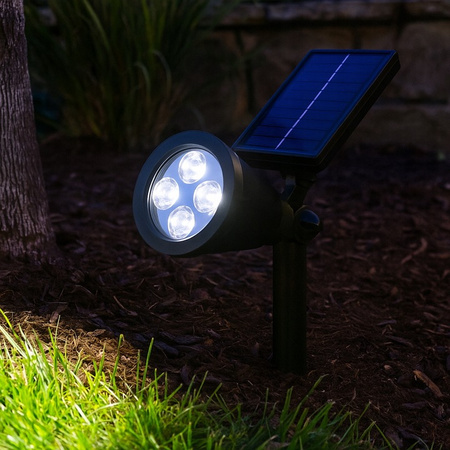 Lampa Ogrodowa LED Solarna Wbijana Reflektor 2W Zimna IP65 czujnik zmierzchu