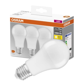 3PAK Żarówka LED E27 A60 10W = 75W 1055lm 2700K Ciepła 200° OSRAM Base