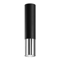 Lampa Sufitowa Oprawa Natynkowa SPOT TUBA GU10 Tubularna Czarna Chrom Nowoczesna Loopez Sollux