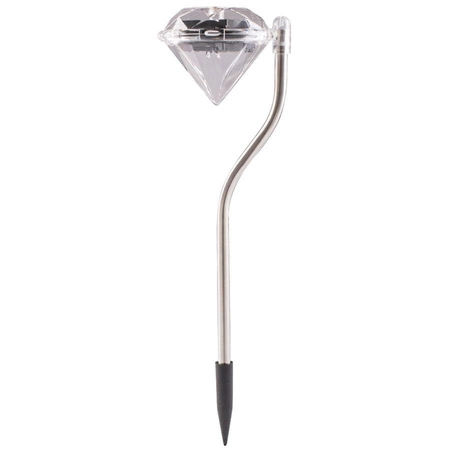 Lampa Solarna Ogrodowa LED Wbijana Ozdobna Zewnętrzna DIAMENT Chrom RGB