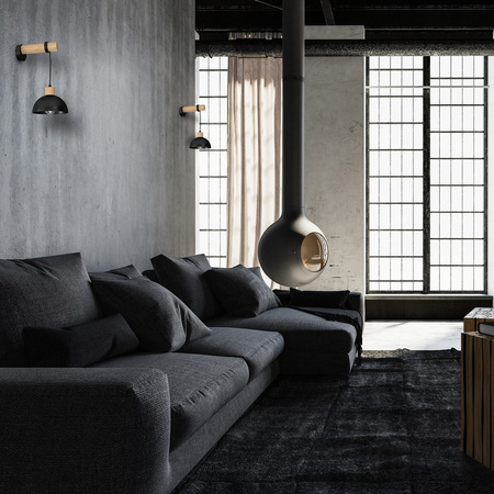 Lampa Ścienna Kinkiet ERIK Czarna Drewniana 1XE27 Milagro