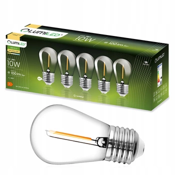 5-PAK Żarówka LED E27 ST14 1W = 10W 2700K Ciepła 100lm Filament do Girlandy LUMILED