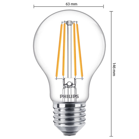 Żarówka LED E27 A60 8.5W = 75W 1055lm 2700K Ciepła Filament PHILIPS