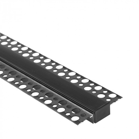 Profil Aluminiowy LED do Płyt GK Gipsowych REGIPS Szeroki Wpuszczany Podtynkowy Czarny 1m z Kloszem Czarny do Taśm LED + Zaślepki seria GPS Ecolight