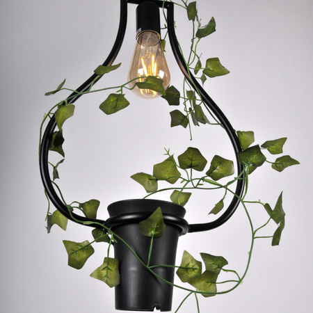 Lampa sufitowa wisząca IL MIO SOREN Czarna E27 z kwiatkiem GOLDLUX (Polux)