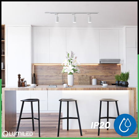 Zestaw Szyna Oświetleniowa Szynoprzewód 1,5 m + 3x Reflektor Szynowy SAGI GU10 Biały LUMILED