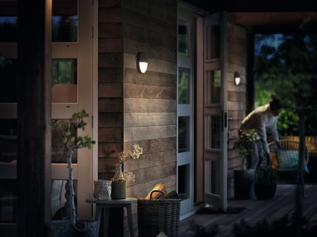 Kinkiet Ogrodowy Lampa Elewacyjna Zewnętrzna LED 5.5W 600lm 2700K IP44 z Czujnikiem Ruchu i Zmierzchu Antracyt Capricorn Philips