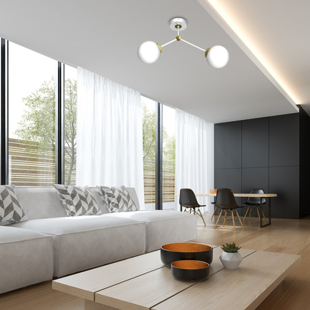 Lampa Sufitowa JOY Biała Złota 2xE14 Milagro