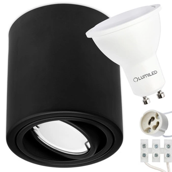 Oprawa Natynkowa HALOGENOWA Metalowa Czarna SPOT TUBA 10cm + LED 6W 6500K Lumiled