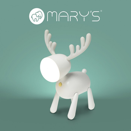 Lampka Nocna Dziecięca LED 1W 3000-6500K Ciepła i Zimna USB Akumulatorowa 1200mAh Biała JELONEK MARY'S