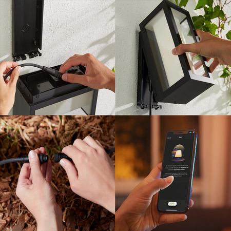 Kinkiet Ogrodowy LED Lampa Zewnętrzna Elewacyjna 15.8W 1180lm IP65 White and Color Ambiance RGB + TW Czarna Inteligentna SMART Zigbee Bluetooth Impress LowVolt Philips HUE