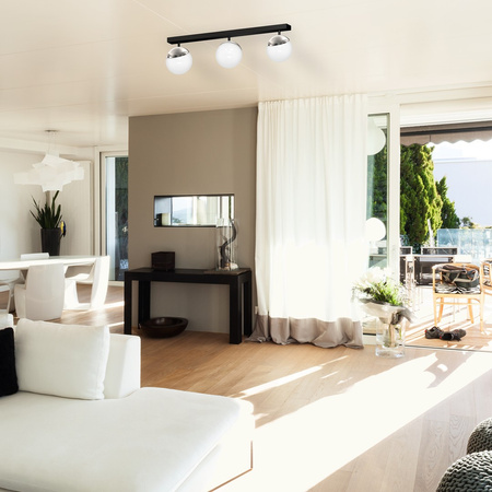 Lampa Sufitowa SFERA Czarna Chrom 3xE14 Listwa Milagro