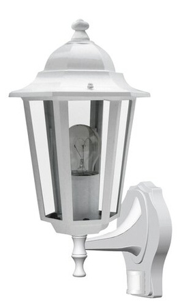 Lampa Ogrodowa LED Kinkiet Elewacyjny VELENCE E27 IP43 Latarnia do Góry z Czujnikiem Ruchu Biała RABALUX