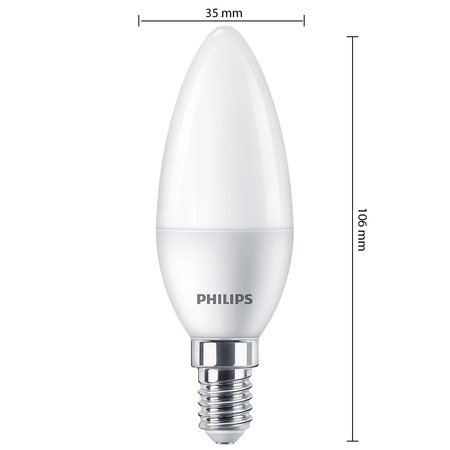 4PAK Żarówka LED E14 B35 4,9W = 40W 470lm 4000K Neutralna Mleczny PHILIPS