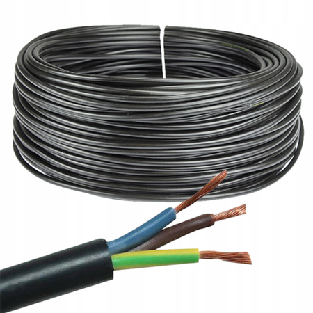 Przewód Kabel OW H05RR-F 300/500V 3x1,5mm Czarny 1m ELEKTROKABEL