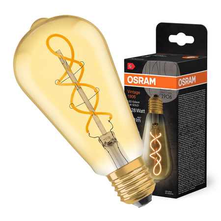 Żarówka LED Dekoracyjna ST64 Edison E27 4W = 28W 300lm 2000K Ciepła 300° Vintage 1906 Osram