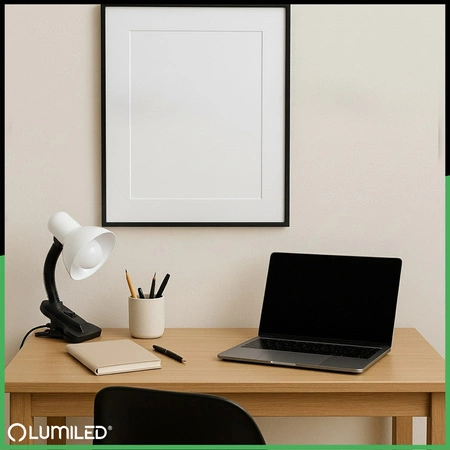 Lampka Biurkowa Stołowa Regulowana LIRIA Szkolna Nocna E27 Klips Biała LUMILED