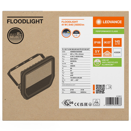 Naświetlacz LED Reflektor Zewnętrzny Lampa 41W 6000lm 4000K IP66 Biały Floodlight Ledvance