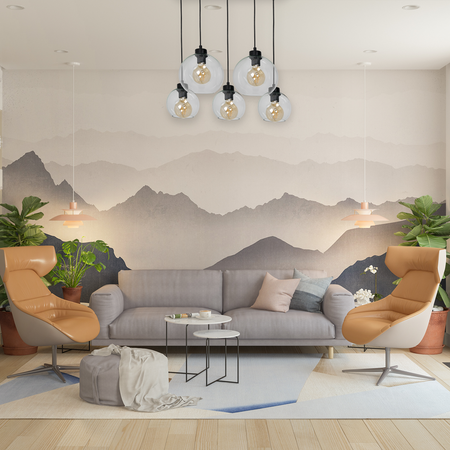 Lampa wisząca SOFIA 5xE27 MLP65900 Transparentny Klosz Kula Milagro Metal + Szkło