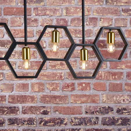 Lampa Sufitowa Wisząca Dekoracyjna 5x E27 Czarna Złota Honey Sanico Goldlux