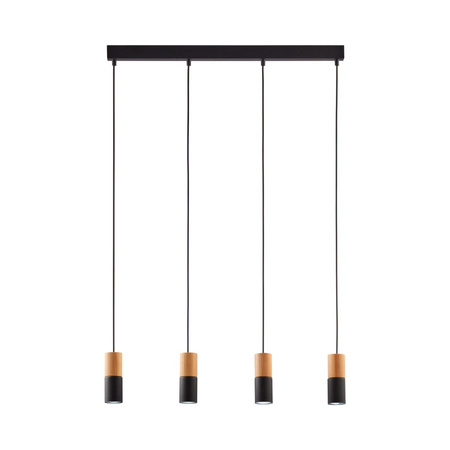 Lampa Sufitowa Wisząca ELIT BLACK/WOOD Listwa Czarna Drewniana Nowoczesna 4xGU10 6311 TK Lighting