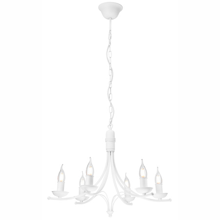 Lampa Wisząca Sufitowa LUCY 6xE14 Żyrandol Biała Klasyczna LM-6.153 Lamkur