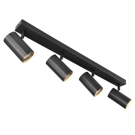Oprawa Ścienno-Sufitowa Reflektor Punktowy 4x GU10 Czarna Złota NICEA Sanico Goldlux