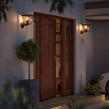 Lampa Ogrodowa LED Kinkiet Elewacyjny INARA E27 IP44 Latarnia do Góry Czarna PHILIPS HUE