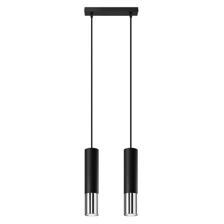 Lampa Sufitowa Oprawa Natynkowa SPOT TUBA 2x GU10 Wisząca Zwis Tubularna Czarna Chrom Nowoczesna Loopez Sollux
