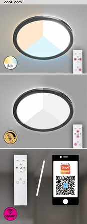 Lampa Sufitowa LED Ogrodowa Zewnętrzna INVERNESS 15W CCT DIM IP44 Wi-Fi Plafon Okrągła Biało-Czarna RABALUX