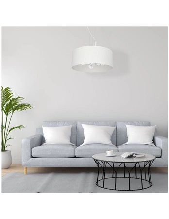 Lampa Wisząca Sufitowa ALBION Biała Tkanina 3xE27 Ø50cm Milagro