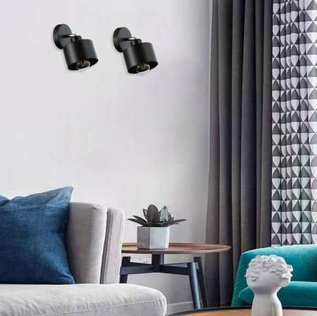 Lampa Ścienna Reflektor Kinkiet Spot E27 Ruchomy Czarny Elza Masterled