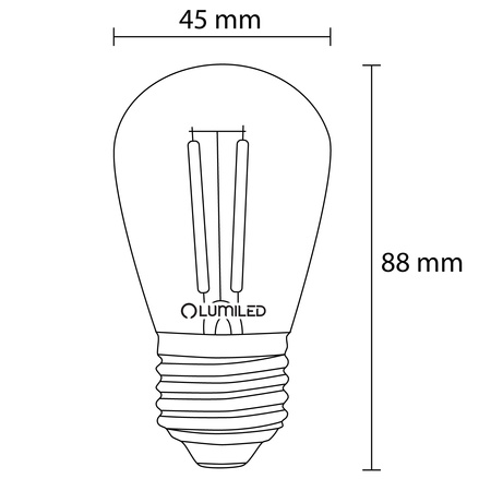 Żarówka LED E27 Edison ST14 2W = 20W 220lm 3000K Ciepła 360° FILAMENT LUMILED
